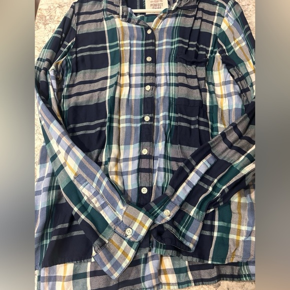 SO Plaid Button Up Shirt Blue Green XL Juniors - Picture 8 of 9